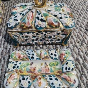 Decorative Ceramic Box with Lid - Multicolor
